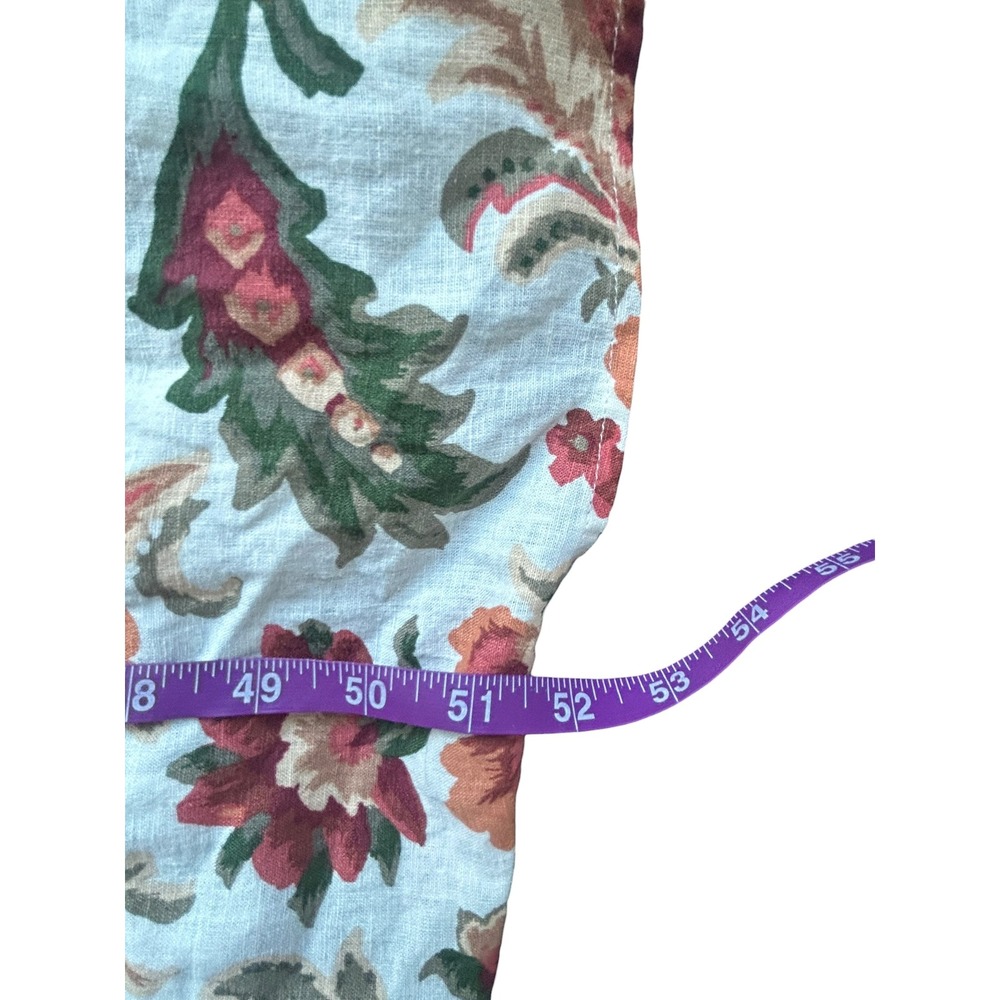 Abercrombie & Fitch Floral Linen Blend Maxi Dress Small Cream Red Button Front - Picture 7 of 10